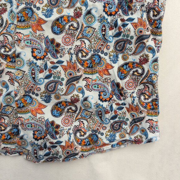 Denim & Flowers Men's White Paisley Short-Sleeve Button-Up M - Picture 7 of 10